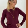 Pull fin boutons dorés femme, col rond, 4 coloris | Dream By C