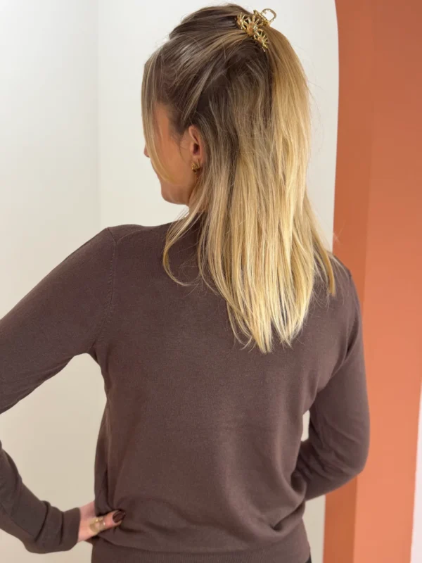 Pull fin boutons dorés femme, col rond, 4 coloris | Dream By C