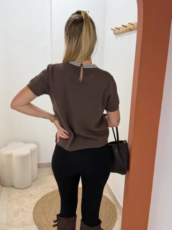 Pull manches courtes perles femme, 4 coloris | Dream By C