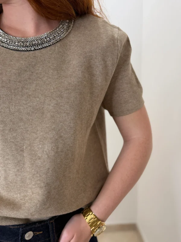 Pull manches courtes perles femme, 4 coloris | Dream By C