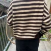 Pull rayé femme col rond B.Young, bleu ou chocolat | Dream By C