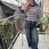 Pull rayé femme col rond B.Young, bleu ou chocolat | Dream By C
