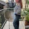 Pull rayé femme col rond B.Young, bleu ou chocolat | Dream By C