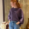 Pull violet amour femme, brodé et bandes lila, 34-46 | Dream By C