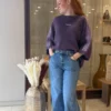 Pull violet amour femme, brodé et bandes lila, 34-46 | Dream By C