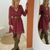 Robe cache cœur bordeaux à fleurs femme, courte | Dream By C
