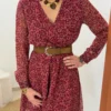 Robe cache cœur bordeaux à fleurs femme, courte | Dream By C
