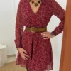 Robe cache cœur bordeaux à fleurs femme, courte | Dream By C
