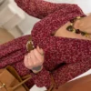 Robe cache cœur bordeaux à fleurs femme, courte | Dream By C