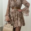 Robe patineuse bambi beige femme, imprimé biche | Dream By C