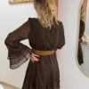 Robe patineuse à pois chocolat femme, volants | Dream By C