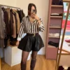 Short effet cuir femme chocolat, coupe ample | Dream By C
