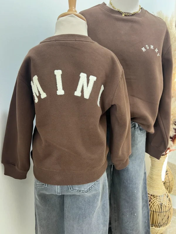 Sweat chocolat enfant molletonné, broderie écru | Dream By C
