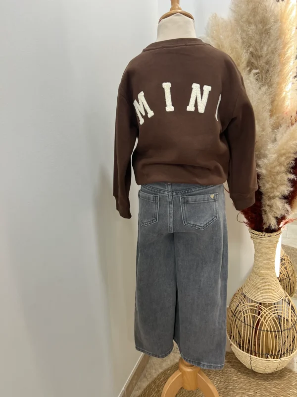 Sweat chocolat enfant molletonné, broderie écru | Dream By C