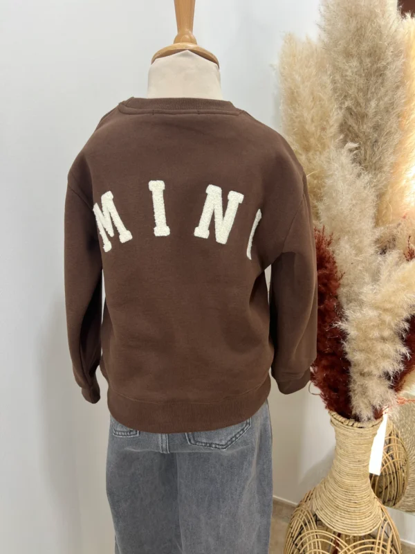 Sweat chocolat enfant molletonné, broderie écru | Dream By C