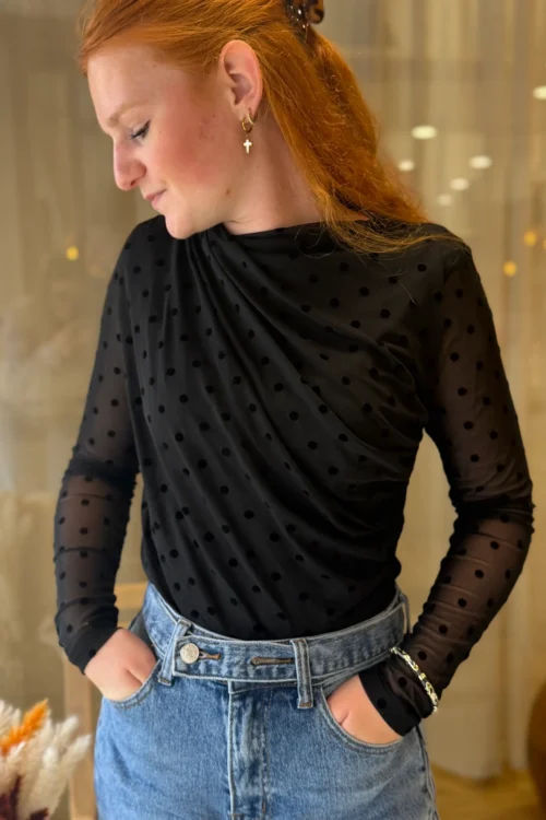 top-voile-a-pois-femme Top voile à pois femme, chocolat ou noir, 29,90 € | Dream By C