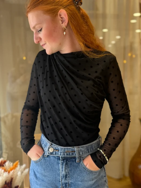 Top voile à pois femme, chocolat ou noir, 29,90 € | Dream By C