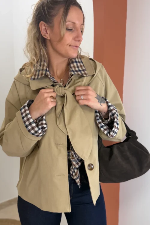 trench-capuche-amovible-femme-dreambyc Trench capuche amovible femme, doublure écossaise Dream By C