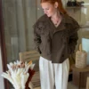 Trench chocolat broderie femme, col brodé, S/M-M/L | Dream By C