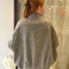 Veste courte large taupe femme, viscose et laine | Dream By C