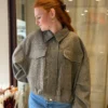 Veste courte large taupe femme, viscose et laine | Dream By C