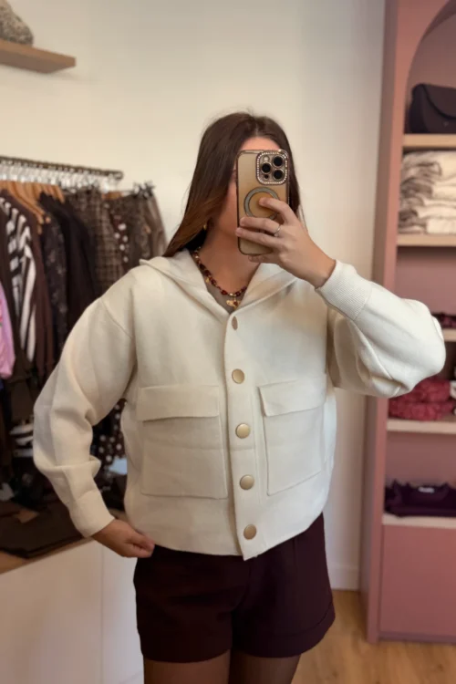veste-maille-capuche-femme- Veste maille à capuche femme : chic et douce, 34-42 | Dream By C