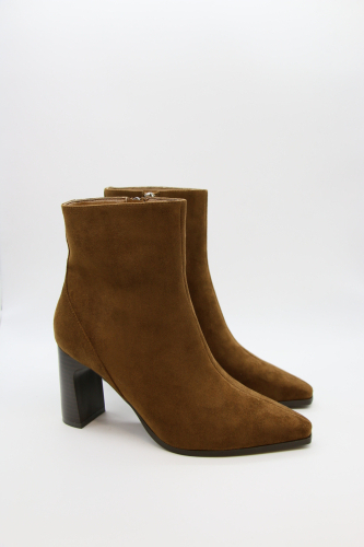 Bottines daim camel femme, talons 8 cm, bout pointu | Dream By C